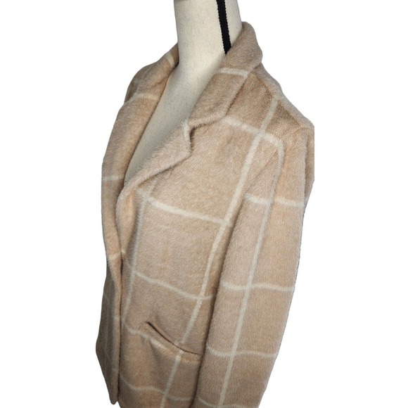 Z SUPPLY Anna Eyelash Plaid Blazer One Button Size M MSRP $169 Saddle Windowpane - Picture 5 of 10